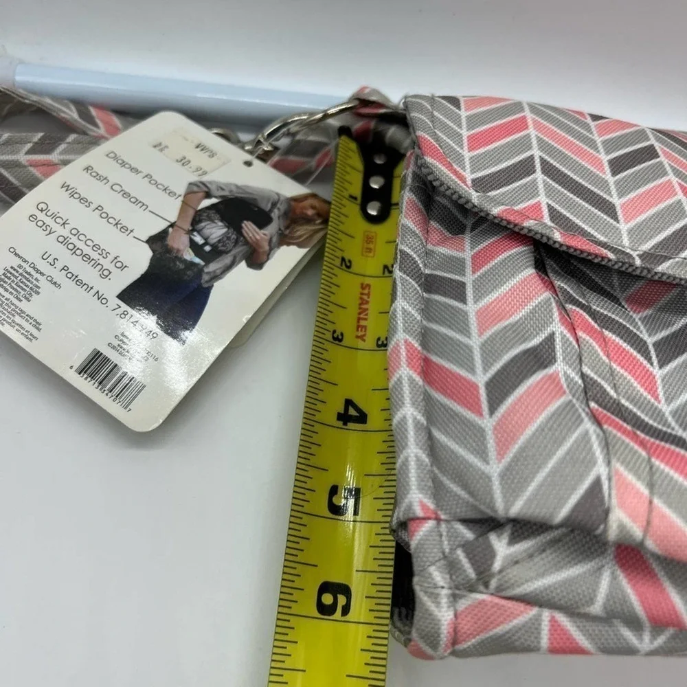 NEW Lillybet by Demdaco Diaper Clutch chevron pink&gray multiple way to …